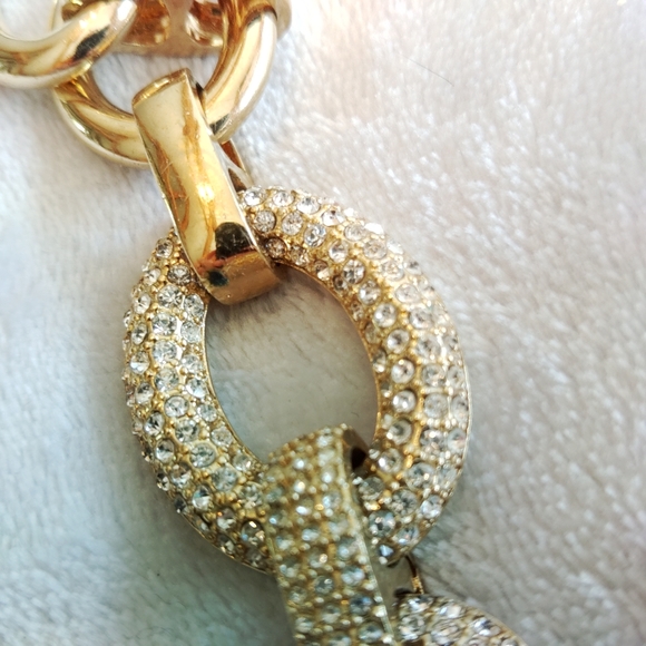 Gold and Rhinestone Chunky Chain Necklace - Picture 5 of 7